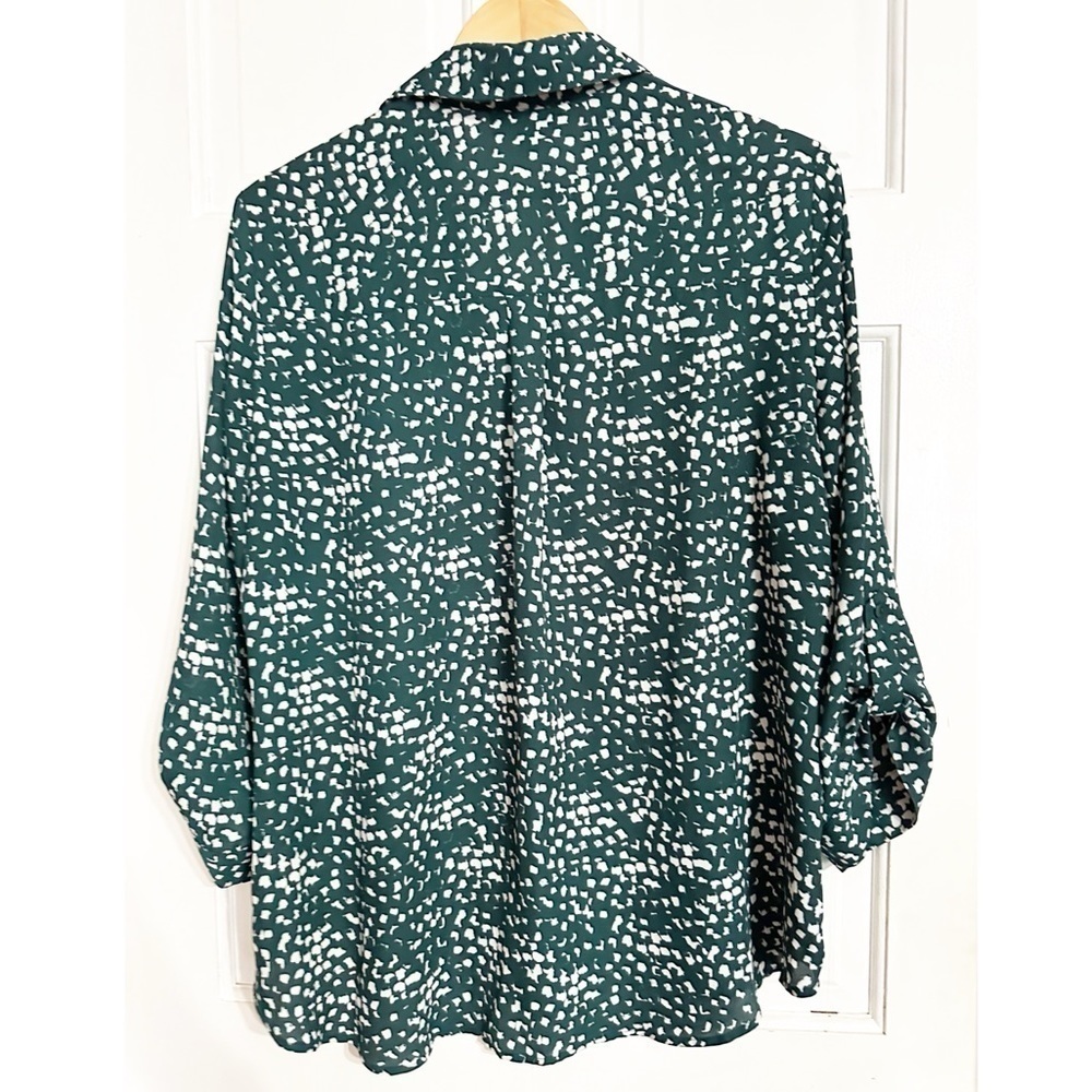 Fortune + Ivy Green Print Ling Sleeve Blouse Top Sz XL - Picture 5 of 6
